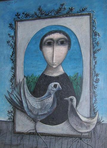 Figure With Two Doves